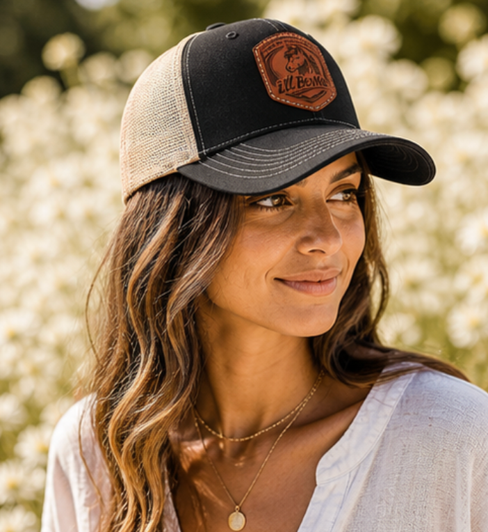 Simple Honest Real Horse Leather Patch Hat