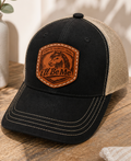 Simple Honest Real Horse Leather Patch Hat
